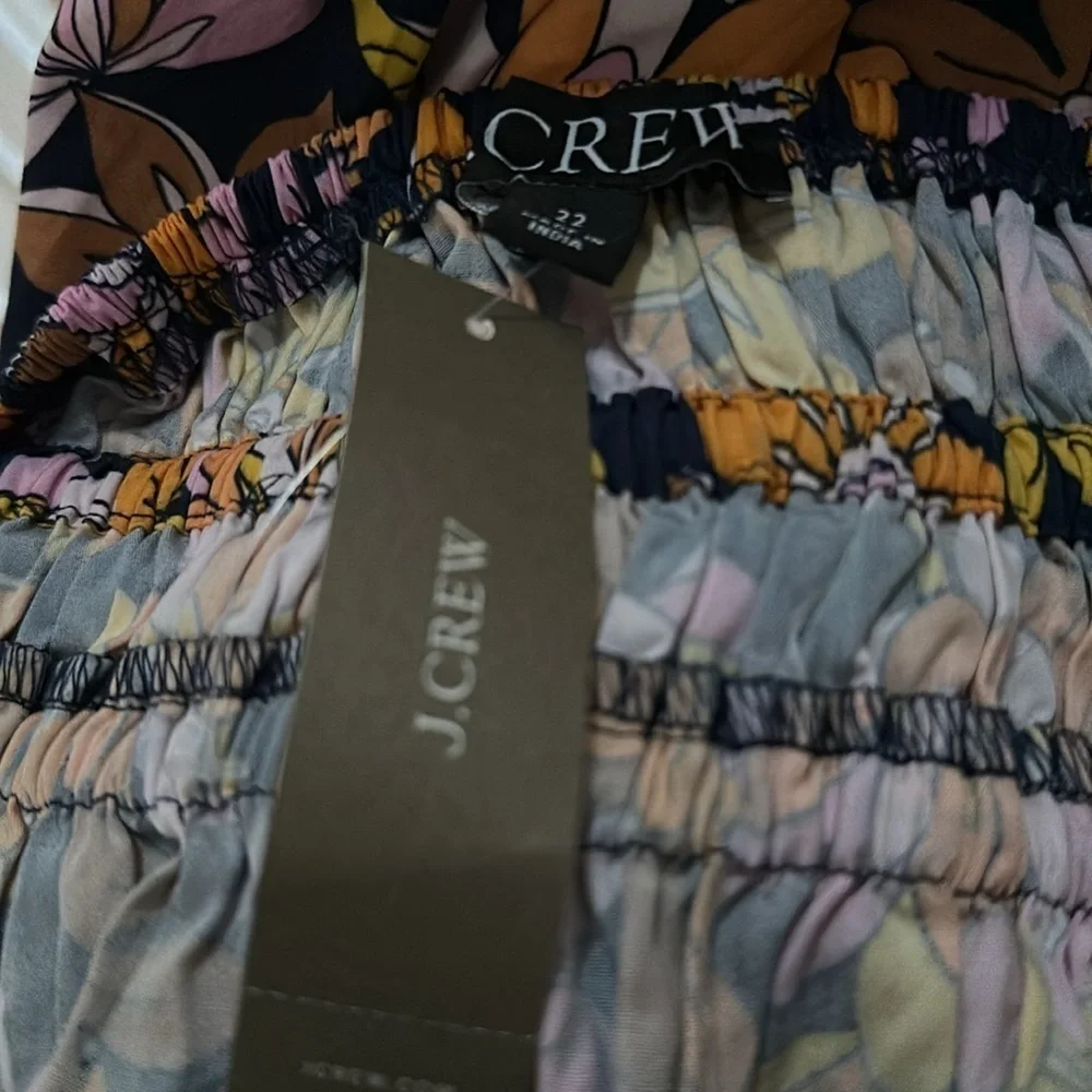 NWT JCrew V-neck smocked-waist cotton poplin dress in dusk floral size 22